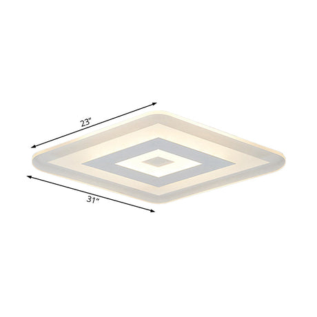 Sleek 23/31/47 Thin Acrylic Flush Mount Led Ceiling Lamp In Warm/White Light - White