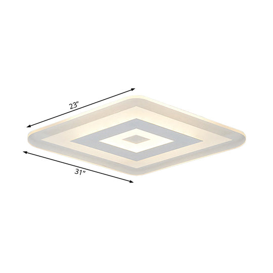 Sleek 23/31/47 Thin Acrylic Flush Mount Led Ceiling Lamp In Warm/White Light - White