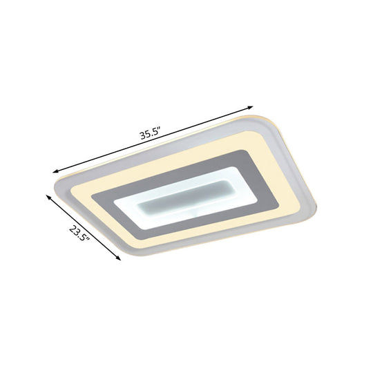 Sleek 23’/31’/47’ Thin Acrylic Flush Mount Led Ceiling Lamp In Warm/White Light - White