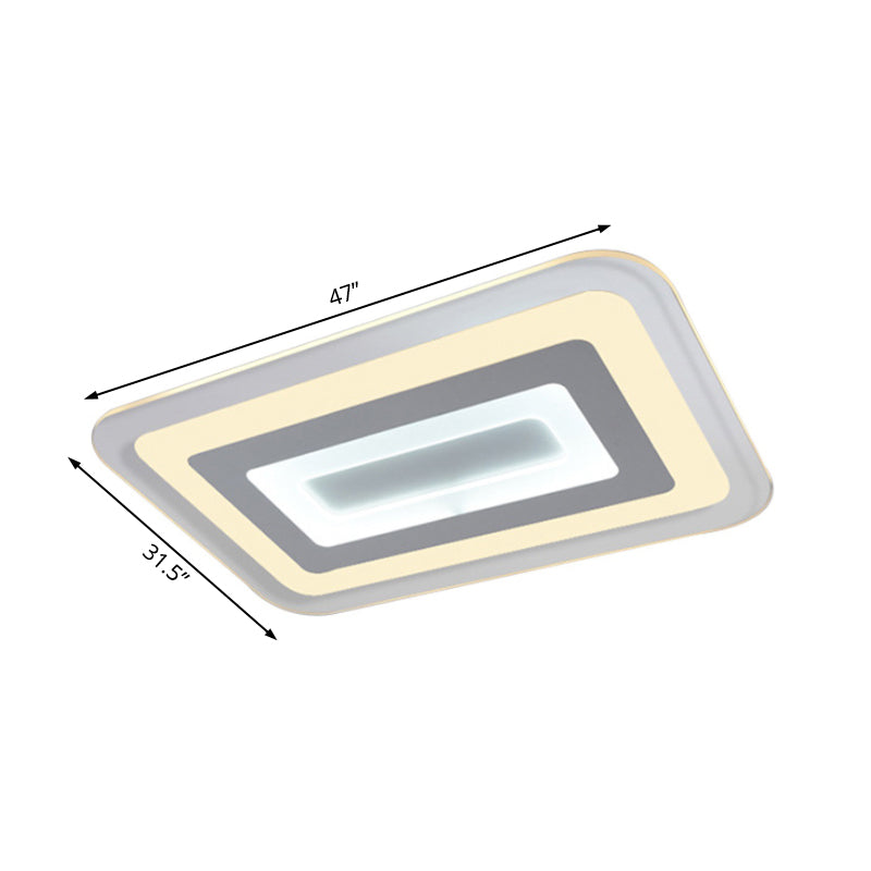 Sleek 23’/31’/47’ Thin Acrylic Flush Mount Led Ceiling Lamp In Warm/White Light - White