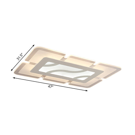 Simplicity Acrylic Led Flush Mount Ceiling Light - Rectangular Wide In White With Warm/White Options