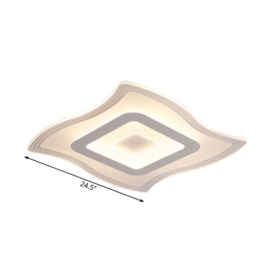 Acrylic Carpet Flush Ceiling Light - Modern Led Mount Lamp | 16.5’/20.5’/23.5’ Wide Warm/White