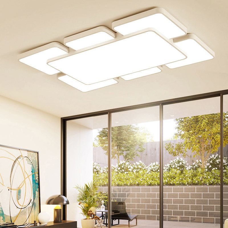 Modernist Style Flush Mount Lamp: Acrylic Shade Ceiling Light Black/White 20.5’/24.5’ 5/7