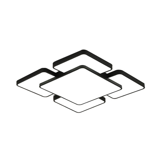 Modernist Style Flush Mount Lamp: Acrylic Shade Ceiling Light Black/White 20.5’/24.5’ 5/7 Lights