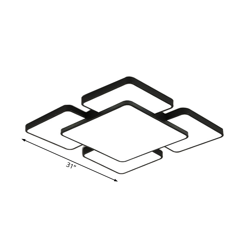 Modernist Style Flush Mount Lamp: Acrylic Shade Ceiling Light Black/White 20.5’/24.5’ 5/7 Lights