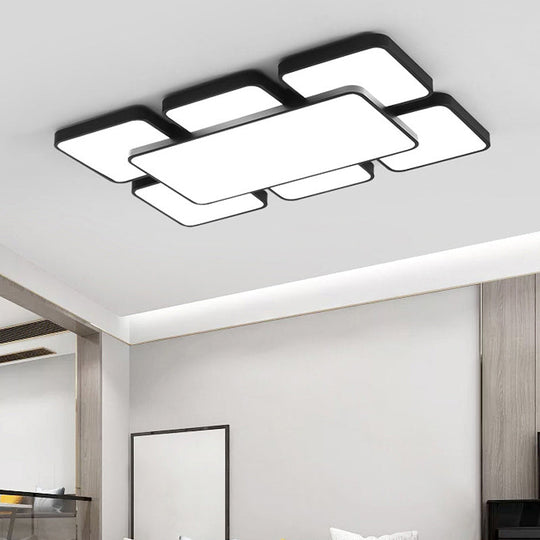Modernist Style Flush Mount Lamp: Acrylic Shade Ceiling Light Black/White 20.5’/24.5’ 5/7