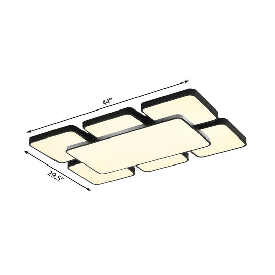 Modernist Style Flush Mount Lamp: Acrylic Shade Ceiling Light Black/White 20.5’/24.5’ 5/7 Lights