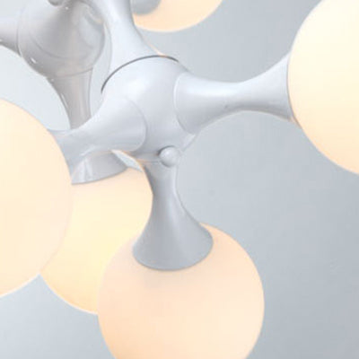 Molecular Nordic Style Semi Flush Light - Frosted Glass 3 Lights Chrome/White Ceiling Mounted