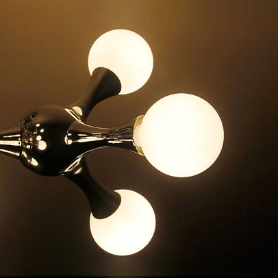 Molecular Nordic Style Semi Flush Light - Frosted Glass 3 Lights Chrome/White Ceiling Mounted