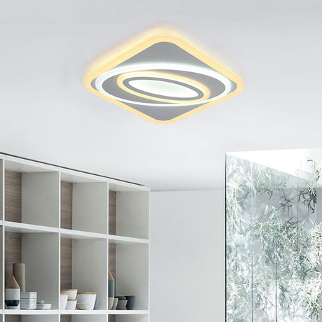 Contemporary Geometric Led Flush Mount Ceiling Light Fixture Warm/White Acrylic 8/19.5 Wide Ideal