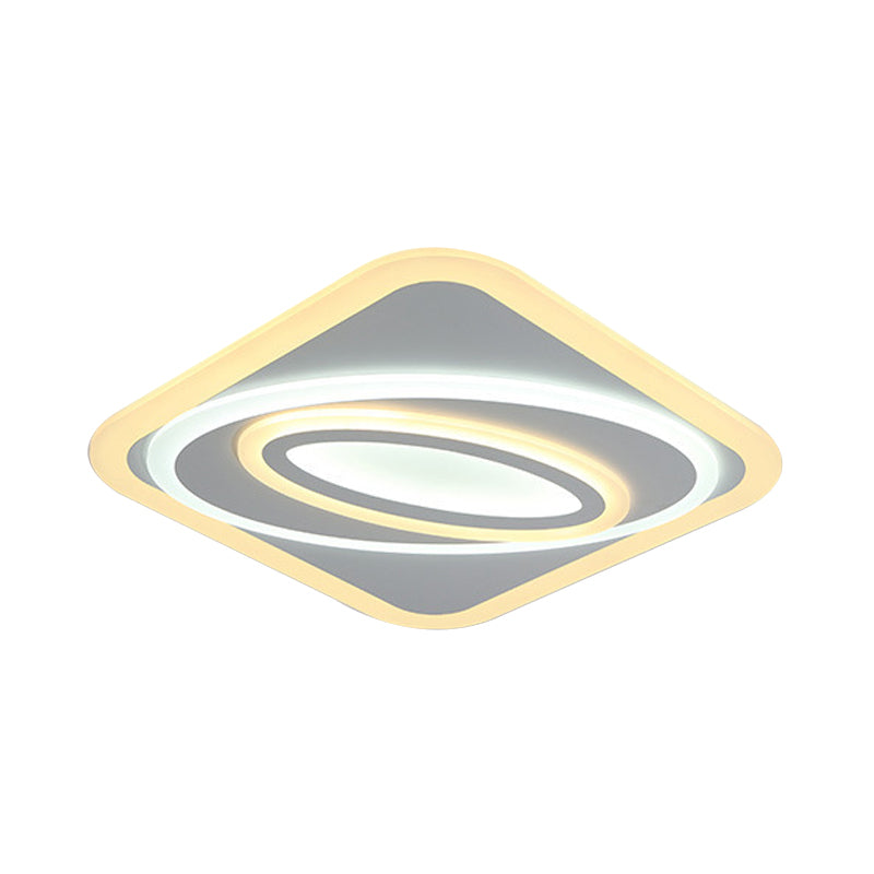 Contemporary Geometric Led Flush Mount Ceiling Light Fixture Warm/White Acrylic 8/19.5 Wide Ideal