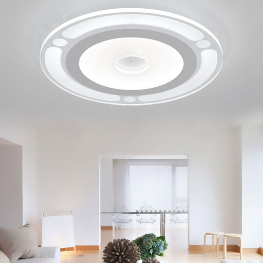 Contemporary Led Flushmount Bedroom Ceiling Light - Wide Ring Acrylic Warm/White (8/16.5/20.5) White