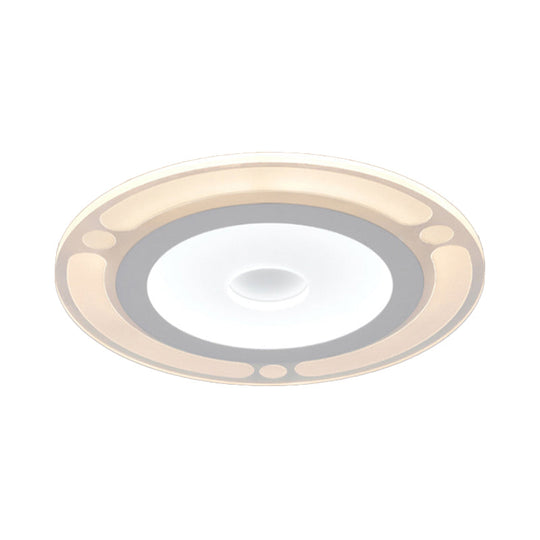 Contemporary Led Flushmount Bedroom Ceiling Light - Wide Ring Acrylic Warm/White (8’/16.5’/20.5’)