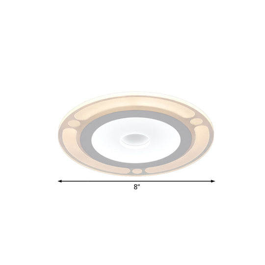 Contemporary Led Flushmount Bedroom Ceiling Light - Wide Ring Acrylic Warm/White (8/16.5/20.5)