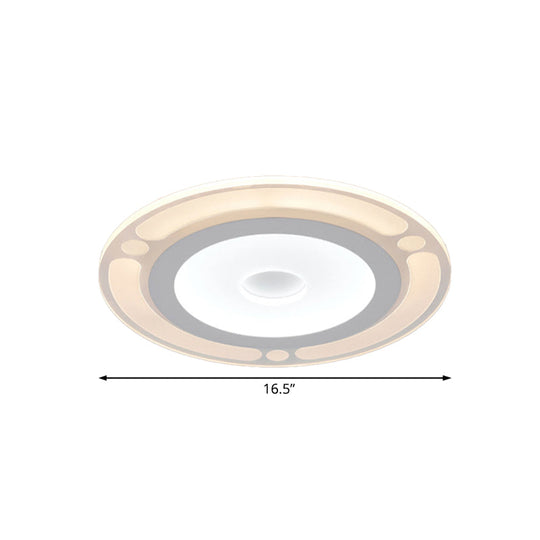 Contemporary Led Flushmount Bedroom Ceiling Light - Wide Ring Acrylic Warm/White (8’/16.5’/20.5’)