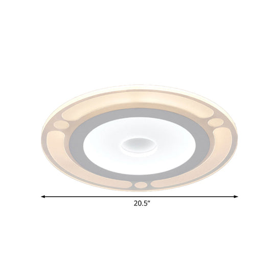 Contemporary Led Flushmount Bedroom Ceiling Light - Wide Ring Acrylic Warm/White (8/16.5/20.5)