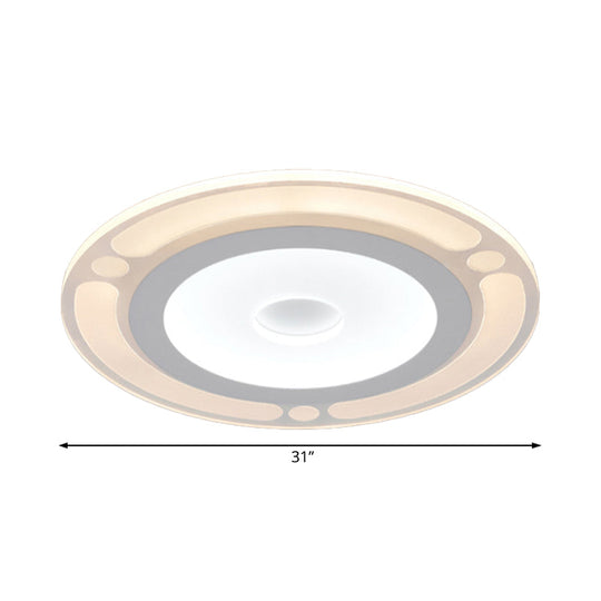 Contemporary Led Flushmount Bedroom Ceiling Light - Wide Ring Acrylic Warm/White (8’/16.5’/20.5’)