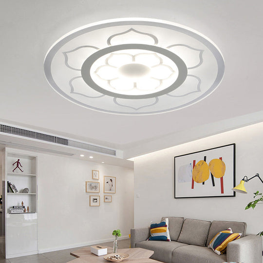 Modern Acrylic Lotus Flush Mount Lamp - Led Ceiling Light (8’/16.5’/20.5’) In Warm Or White