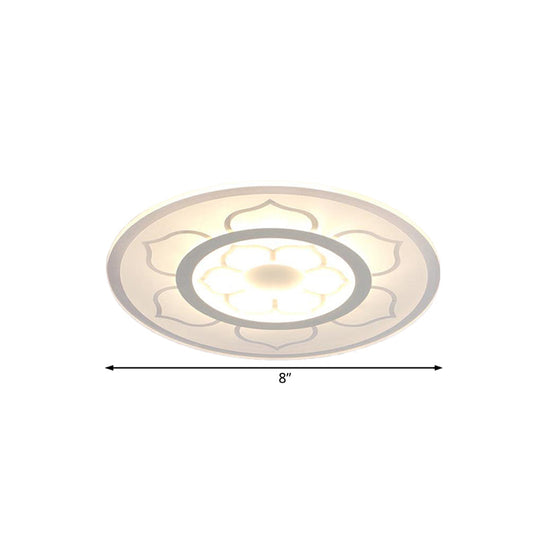 Modern Acrylic Lotus Flush Mount Lamp - Led Ceiling Light (8/16.5/20.5) In Warm Or White