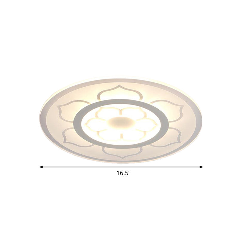 Modern Acrylic Lotus Flush Mount Lamp - Led Ceiling Light (8’/16.5’/20.5’) In Warm Or White