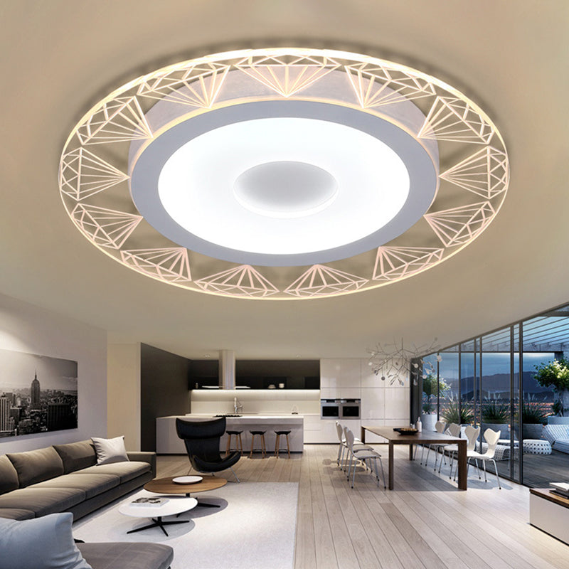 Diamond-Shaped Led Flush Mount Ceiling Light - Modern Acrylic Sizes: 8/16.5/20.5 Warm/White Perfect