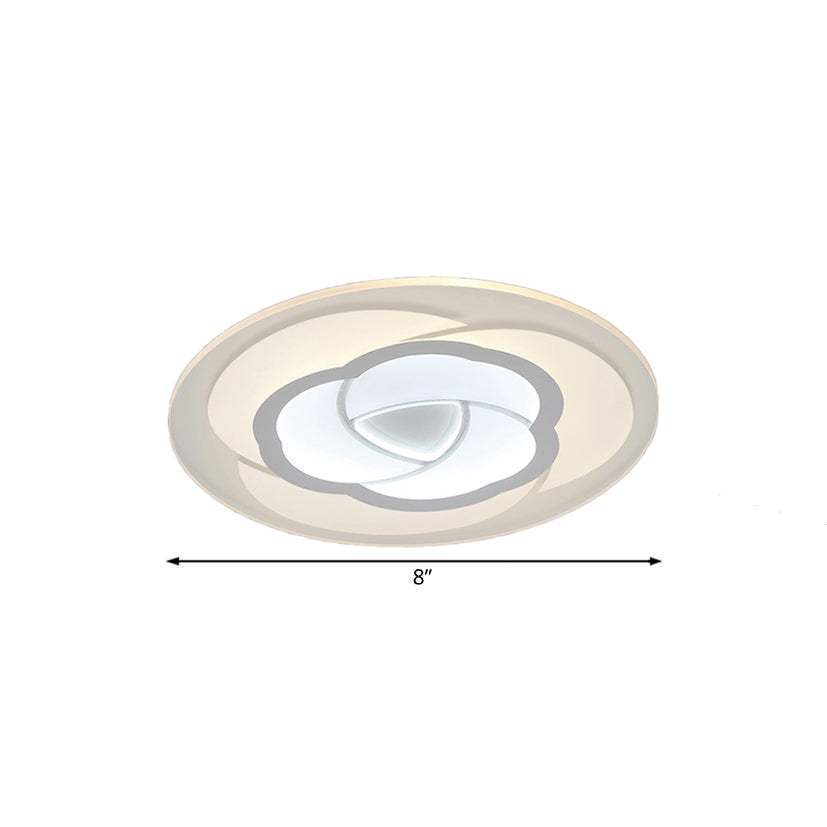 Led Flower Acrylic Flush Mount Bedroom Light With White Shade - 3 Sizes & Options