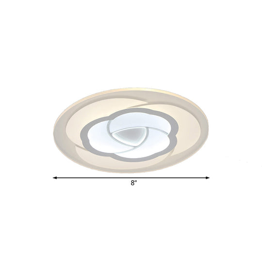 Led Flower Acrylic Flush Mount Bedroom Light With White Shade - 3 Sizes & Options