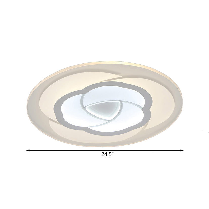 Led Flower Acrylic Flush Mount Bedroom Light With White Shade - 3 Sizes & Options