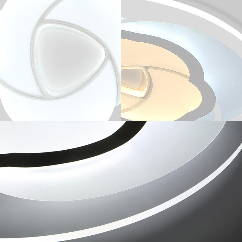 Led Flower Acrylic Flush Mount Bedroom Light With White Shade - 3 Sizes & Options