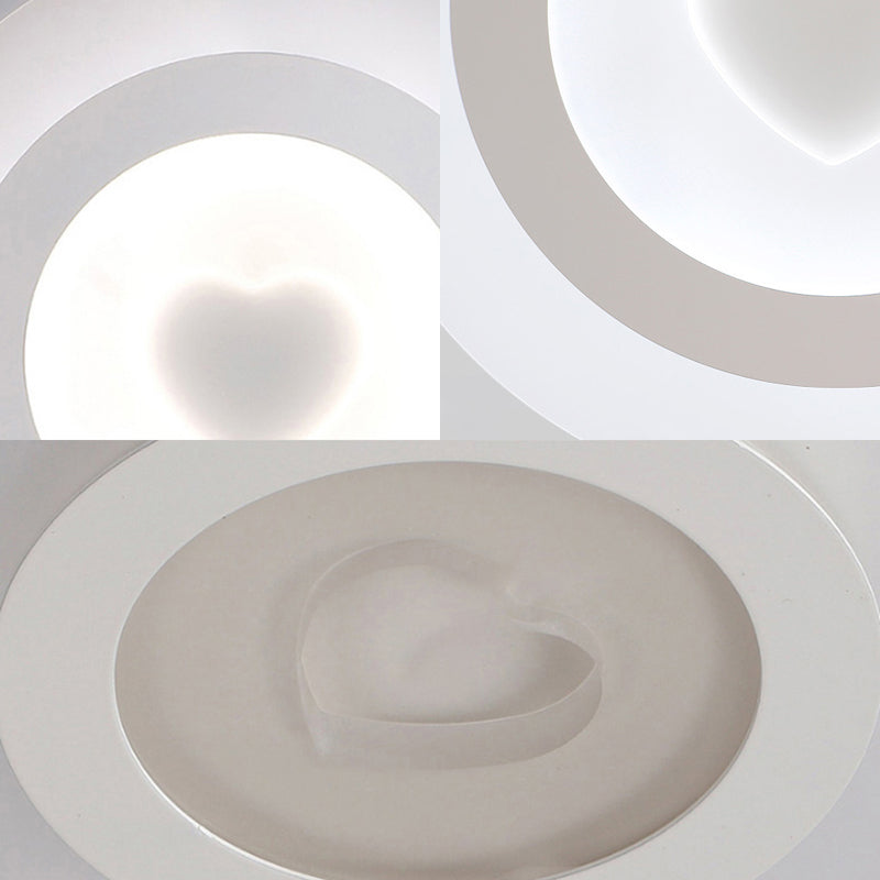 Modern Round Acrylic Flush Mount Light Led - 8/16.5/20.5 Wide Lamp With Heart Pattern Warm/White