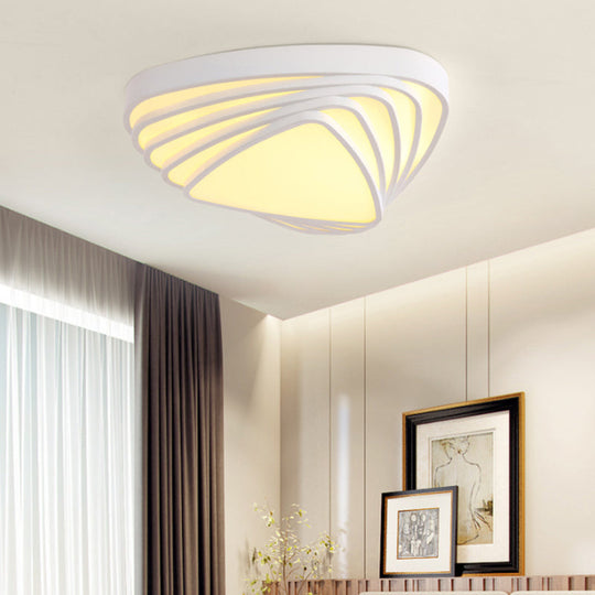 Modern Triangle Acrylic Shade Flush Mount Led Light Fixture - White Bedroom Ceiling (Warm/White) /