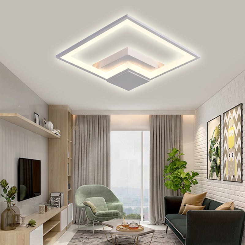 Torch Square Ceiling Lamp Simplicity - Black/White Led Acrylic Flush Mount Light