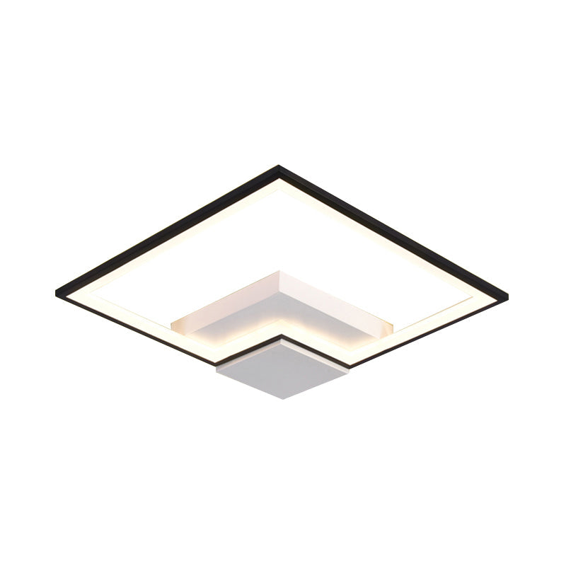 Torch Square Ceiling Lamp Simplicity - Black/White Led Acrylic Flush Mount Light