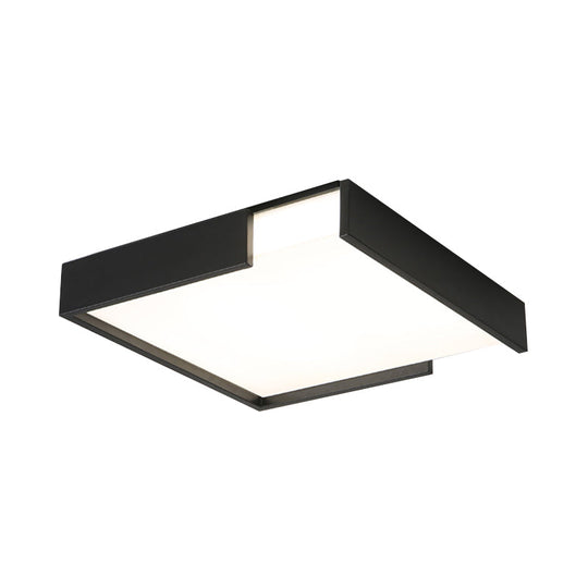 Minimalistic Squared Led Flush Mount Light In Black/White - 16’/19.5’ Dia For Bedroom With