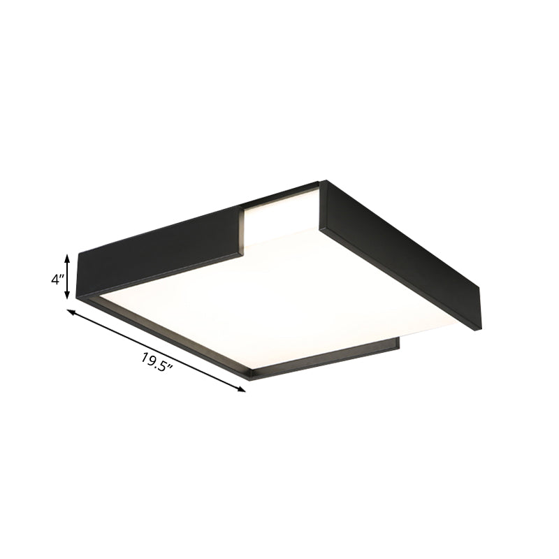 Minimalistic Squared Led Flush Mount Light In Black/White - 16’/19.5’ Dia For Bedroom With