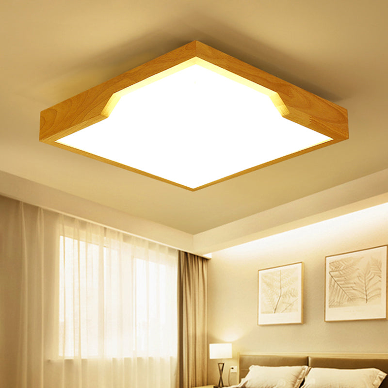 Modern Wooden Led Ceiling Lamp - Single Light Flush Mount Fixture (3 Sizes: 16/19.5/23.5)