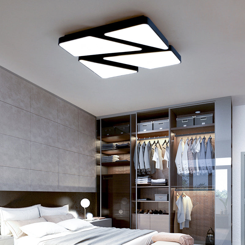 Modern Led Flush Mount Lighting: 25.5/37.5 W Acrylic Shade Black/White Square/Rectangular Ceiling