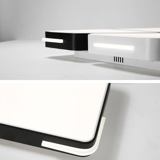 Contemporary White Led Flush Mount Ceiling Light Fixture - 19.5’/35.5’ Wide Acrylic Lamp For