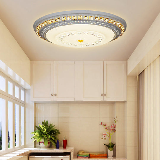 Contemporary Led Crystal Accent Ceiling Light Fixture - White 19.5/23.5/31.5 Width / 19.5