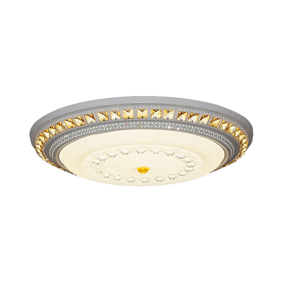 Contemporary Led Crystal Accent Ceiling Light Fixture - White 19.5’/23.5’/31.5’ Width