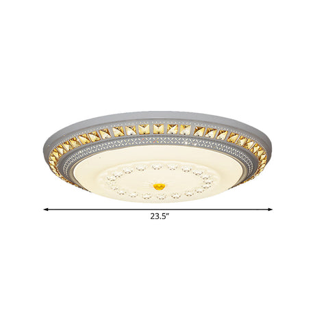 Contemporary Led Crystal Accent Ceiling Light Fixture - White 19.5/23.5/31.5 Width