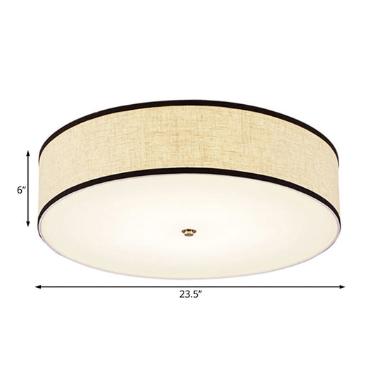 Minimalist Fabric Drum Ceiling Mounted Light - Led White Flush Mount Lamp (16’/19.5’/23.5’ Dia)