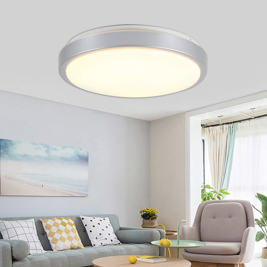 Modern Led Flush Mount Ceiling Light In Silver With Acrylic Shade Available 3 Sizes And Warm/White