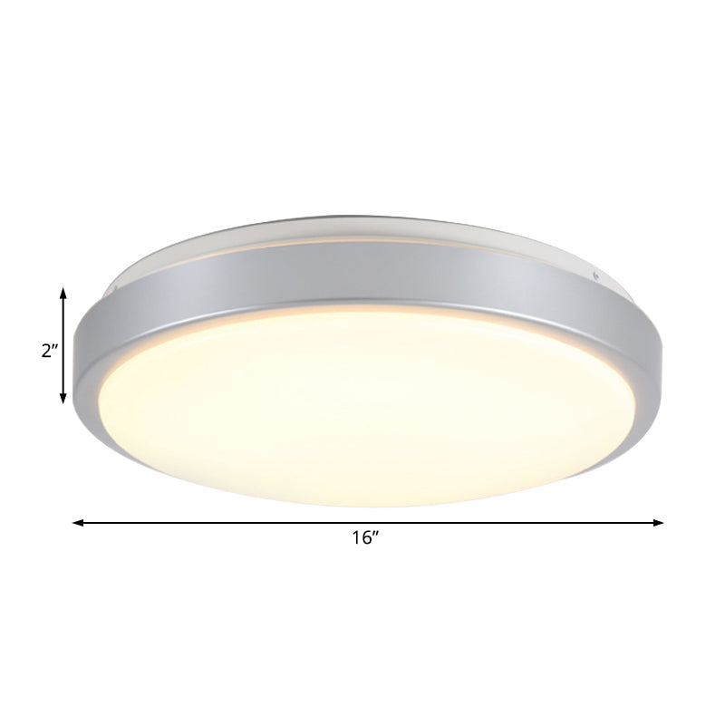 Modern Led Flush Mount Ceiling Light In Silver With Acrylic Shade Available 3 Sizes And Warm/White