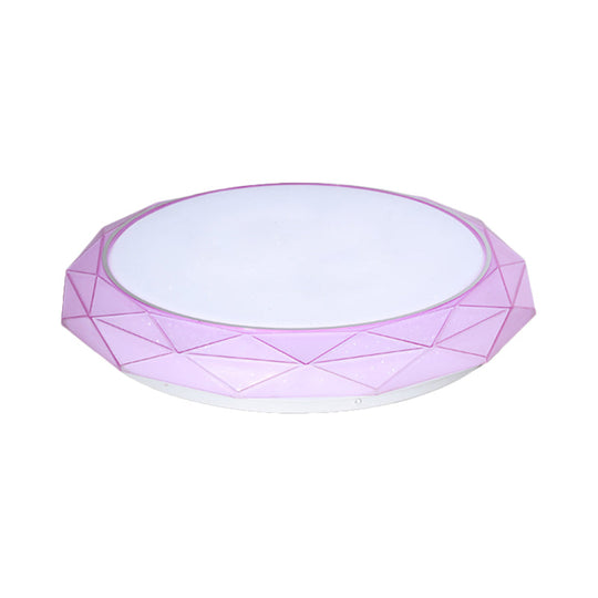 Nordic Diamond Flush Ceiling Light With Led 16’/19.5’ Diameter In White/Pink/Blue Shades