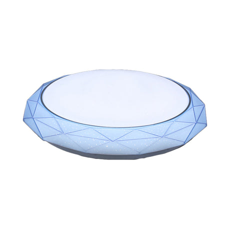 Nordic Diamond Flush Ceiling Light With Led 16/19.5 Diameter In White/Pink/Blue Shades