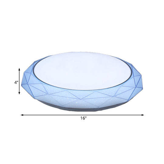 Nordic Diamond Flush Ceiling Light With Led 16’/19.5’ Diameter In White/Pink/Blue Shades