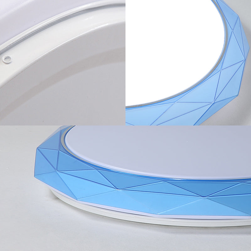 Nordic Diamond Flush Ceiling Light With Led 16’/19.5’ Diameter In White/Pink/Blue Shades