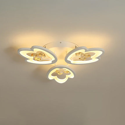 Led Bedroom Flush Light With Leaves Acrylic Shade - 3/5/9 - Light Options White Ceiling Lamp In