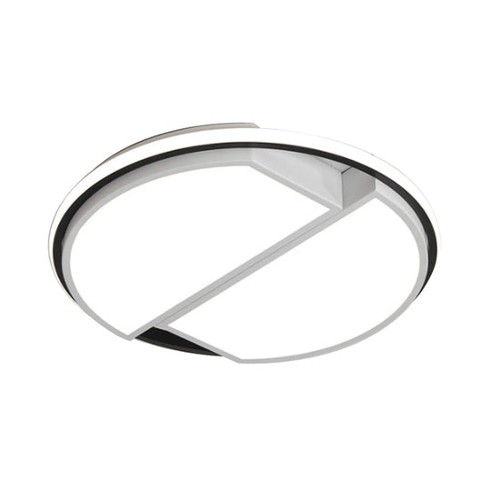 White Led Round Flush Mount Light Fixture With Acrylic Shade For Bedroom Ceiling -16/19.5 Dia